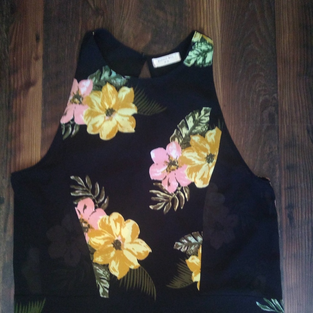 Floral Tank Top with Sheer Panels